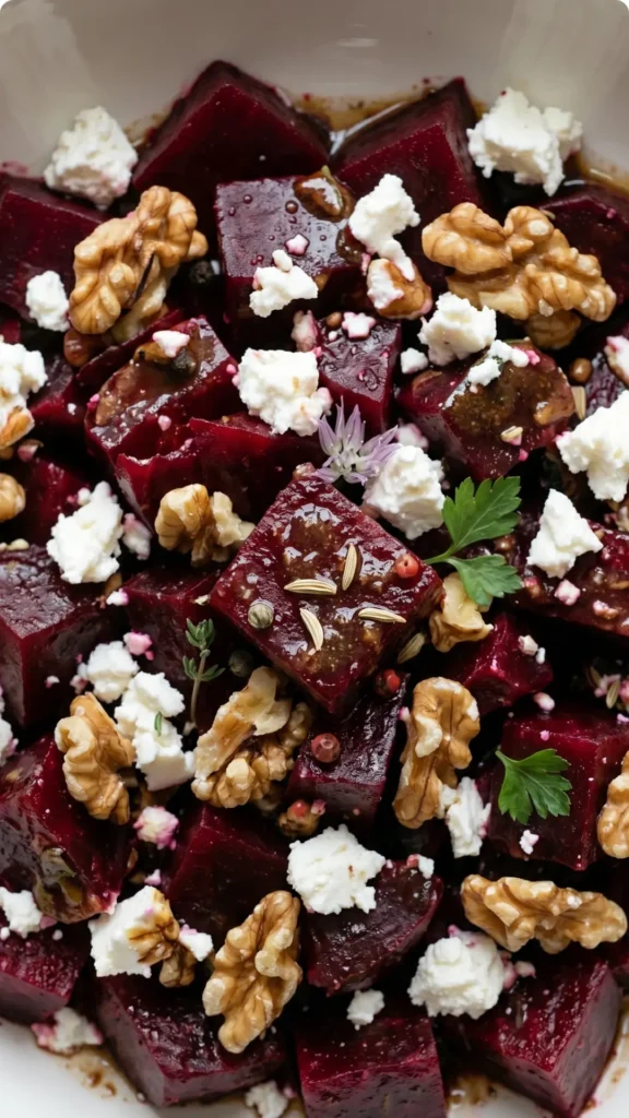 Keto Rote Bete Salat mit Feta und knackigen Walnüssen