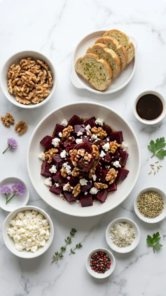 Keto Rote Bete Salat mit Feta und knackigen Walnüssen