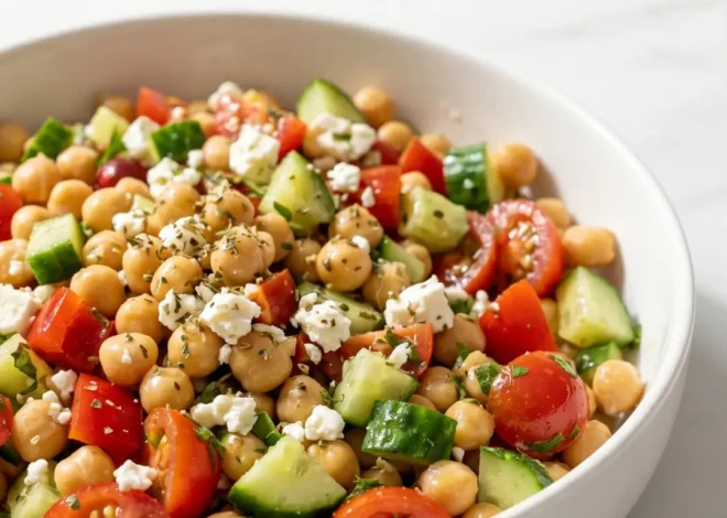 Mediterraner Kichererbsen-Salat mit Feta für das perfekte Meal Prep