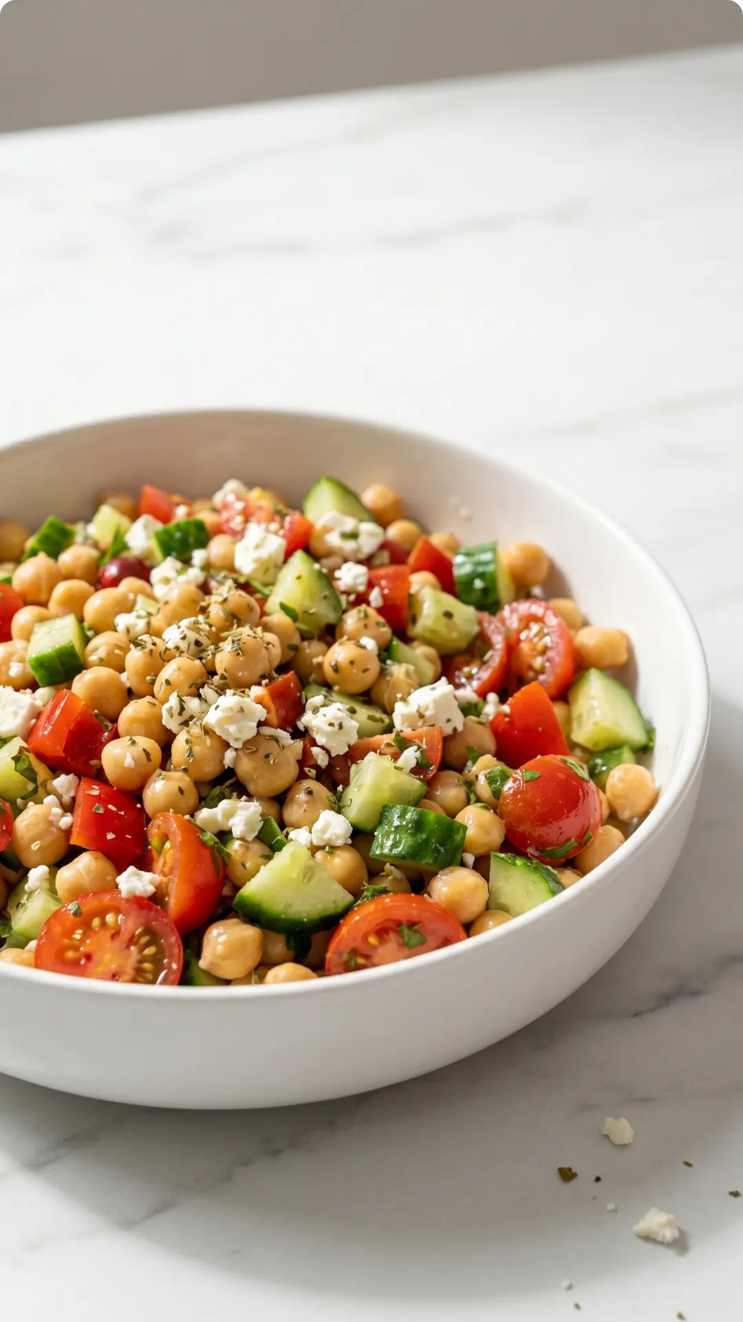 Mediterraner Kichererbsen-Salat mit Feta für das perfekte Meal Prep