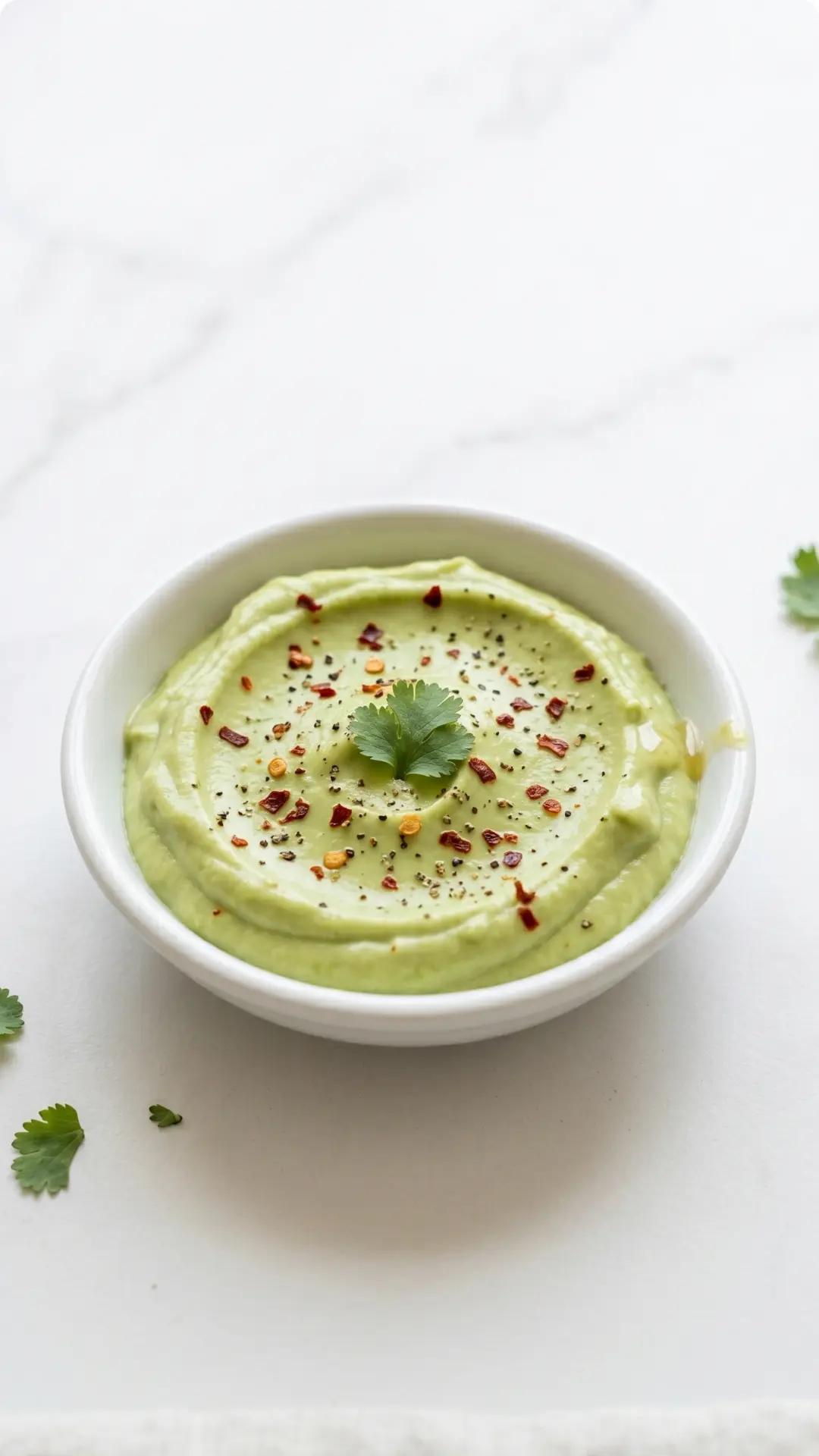 feine Avocado Creme kohlenhydratarm — samtiger grüner Avocado-Dip in kleiner Schale