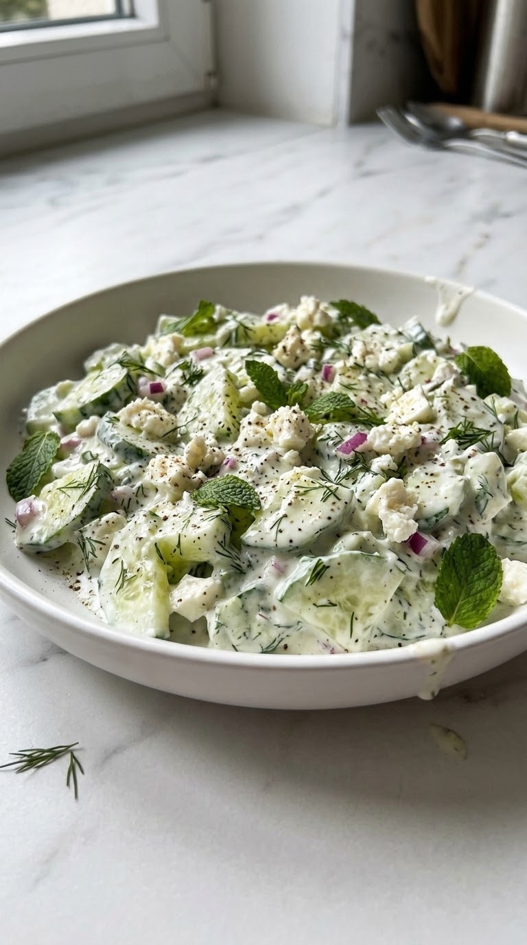Frischer Mediterraner Gurken-Joghurt-Feta-Salat: Das ultimative Keto-Rezept