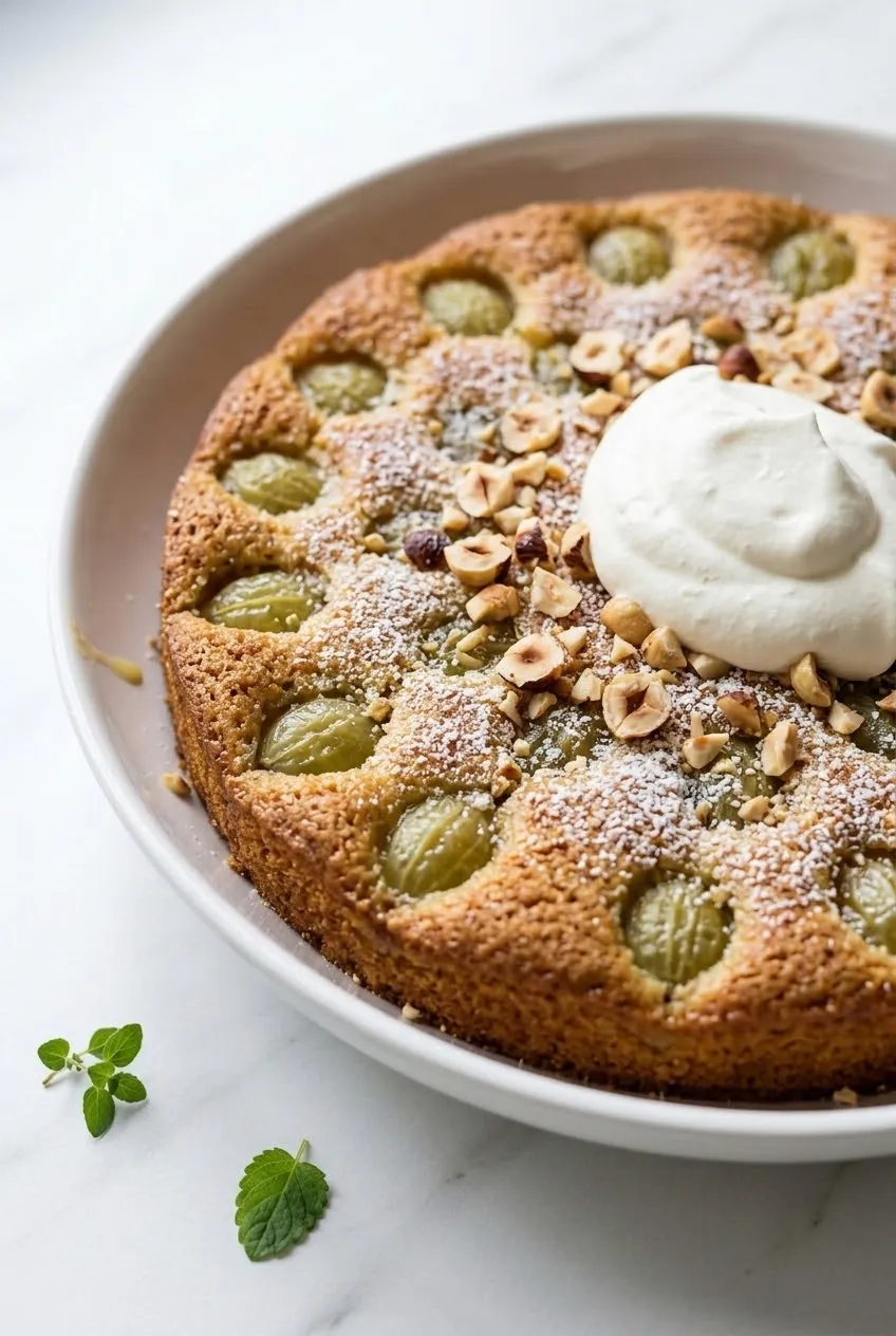 Stachelbeerkuchen aus der Froschperspektive — Hoher, saftiger Kuchenboden mit nussiger Haube