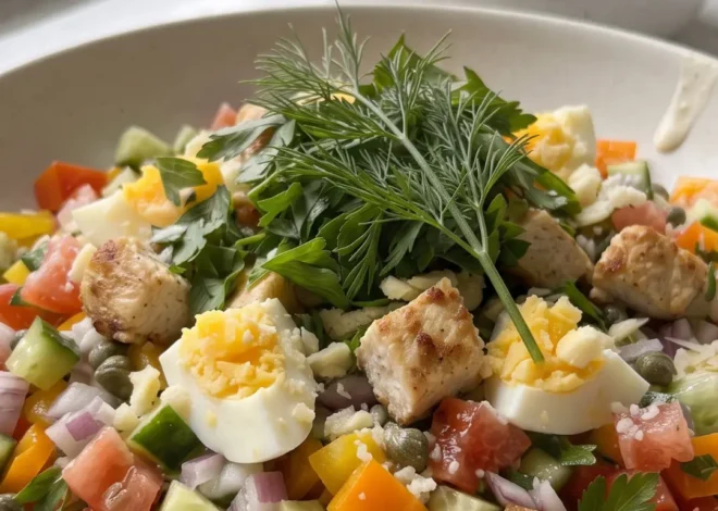 Keto Caesar salat mit Hähnchen und Ei: Low-Carb-Klassiker