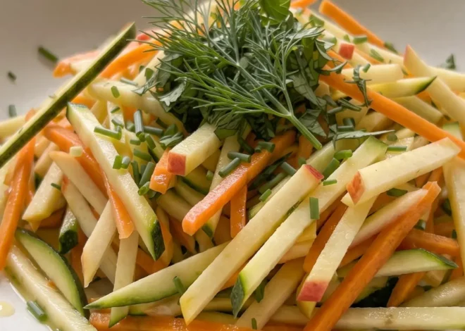 Erfrischender Zucchini-Salat mit Karotte und Apfel