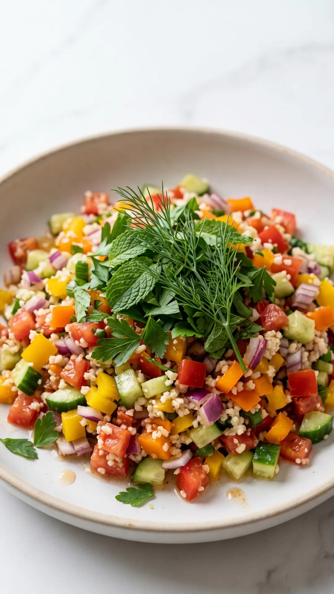 Schneller Keto Blumenkohl-Couscous Salat mit Gemüse