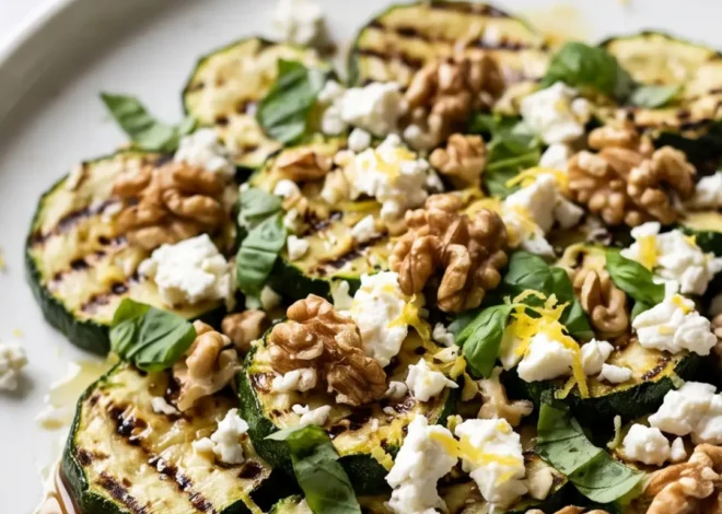 Gegrillter Keto Zucchinisalat mit Feta und Walnüssen
