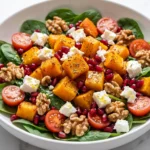 Kürbissalat mit Hokkaido und Feta — herbstlicher Salat mit Granatapfel