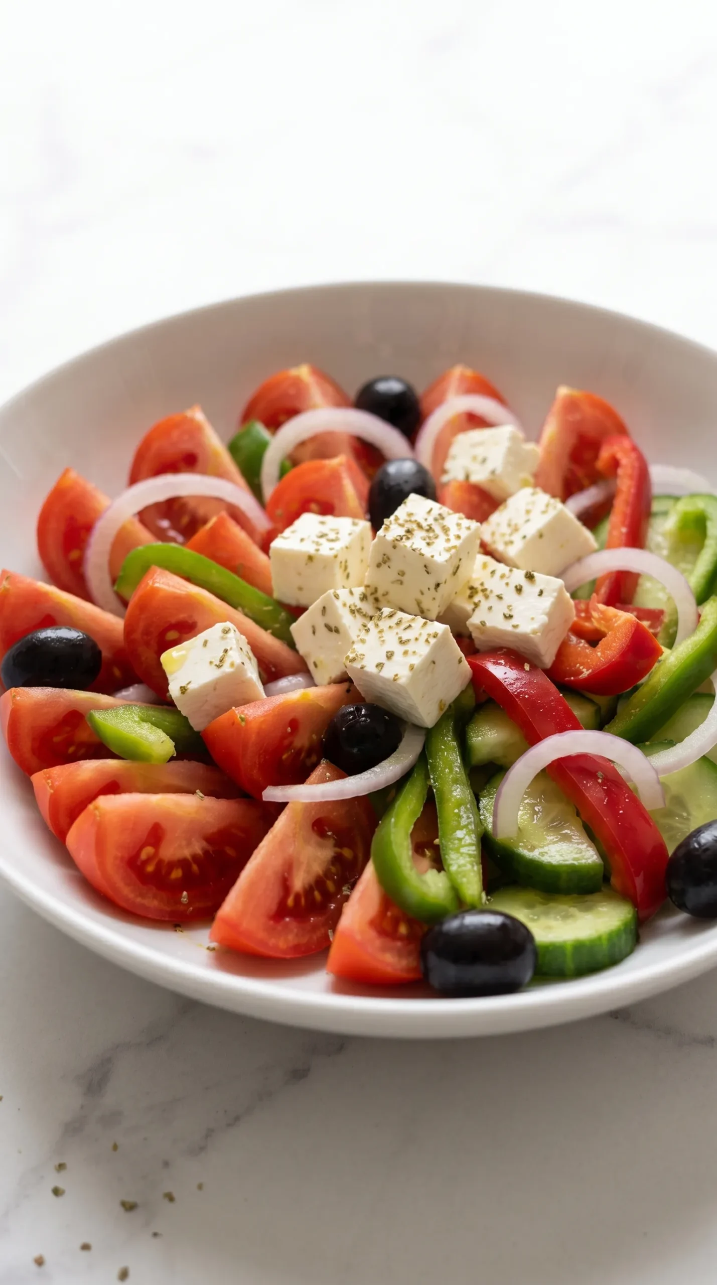 Griechischer Bauernsalat kohlenhydratarm — frischer Choriatiki mit Feta und Oliven