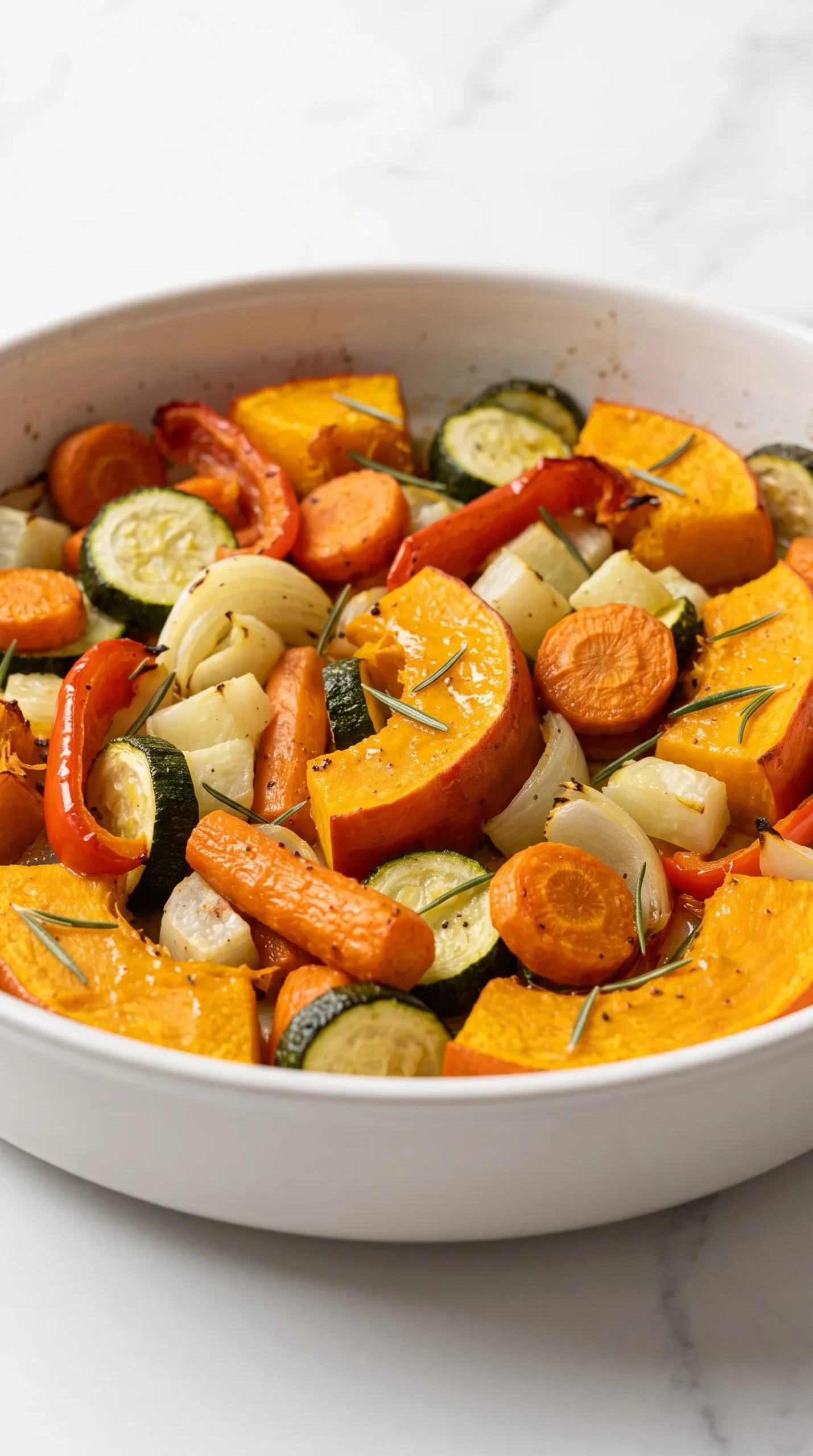 Ofen Kürbis-Gemüse gesundes Ofengemüse — Hokkaido, Karotten und Zucchini