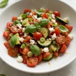 Frischer Keto Tomaten-Zucchini-Salat mit Feta — bunter Low-Carb Sommersalat